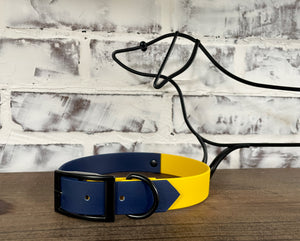 Navy and Yellow - Waterproof Dog Collar