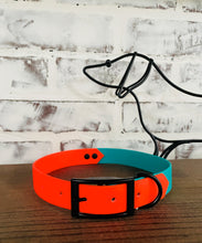 Load image into Gallery viewer, Neon Orange and Teal  - Waterproof Dog Collar