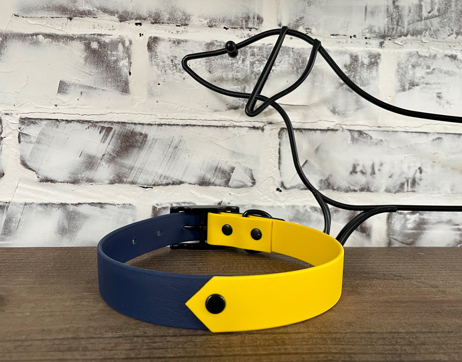 Navy and Yellow - Waterproof Dog Collar