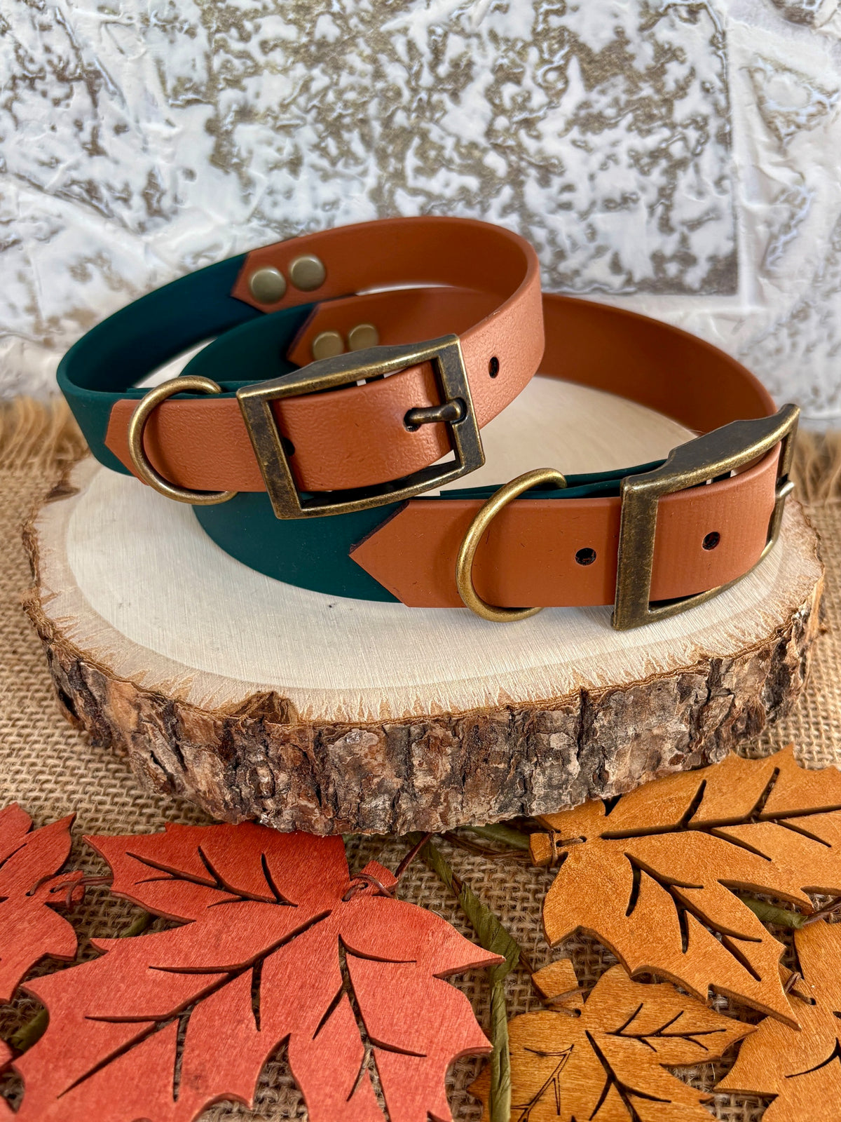 Hunter Green & Tan  - Waterproof Dog Collar