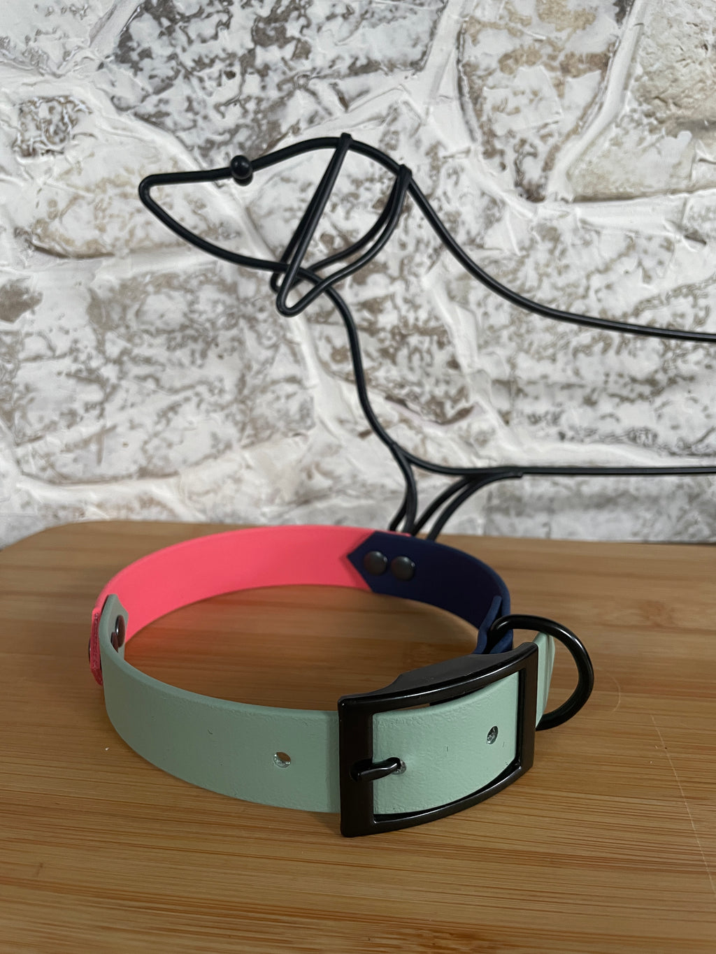 Coral / Navy / Sage  - Waterproof Dog Collar