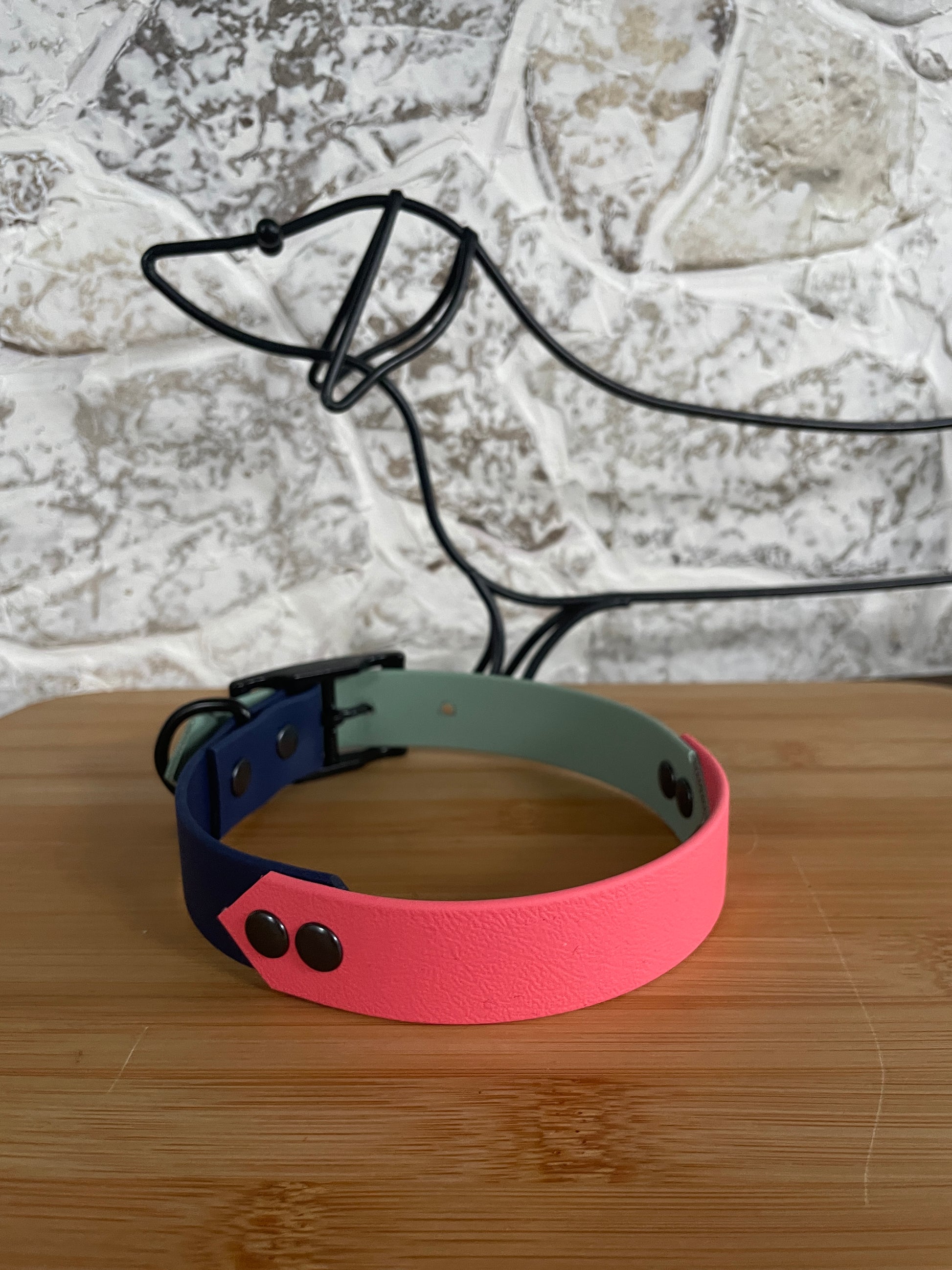 Coral / Navy / Sage  - Waterproof Dog Collar