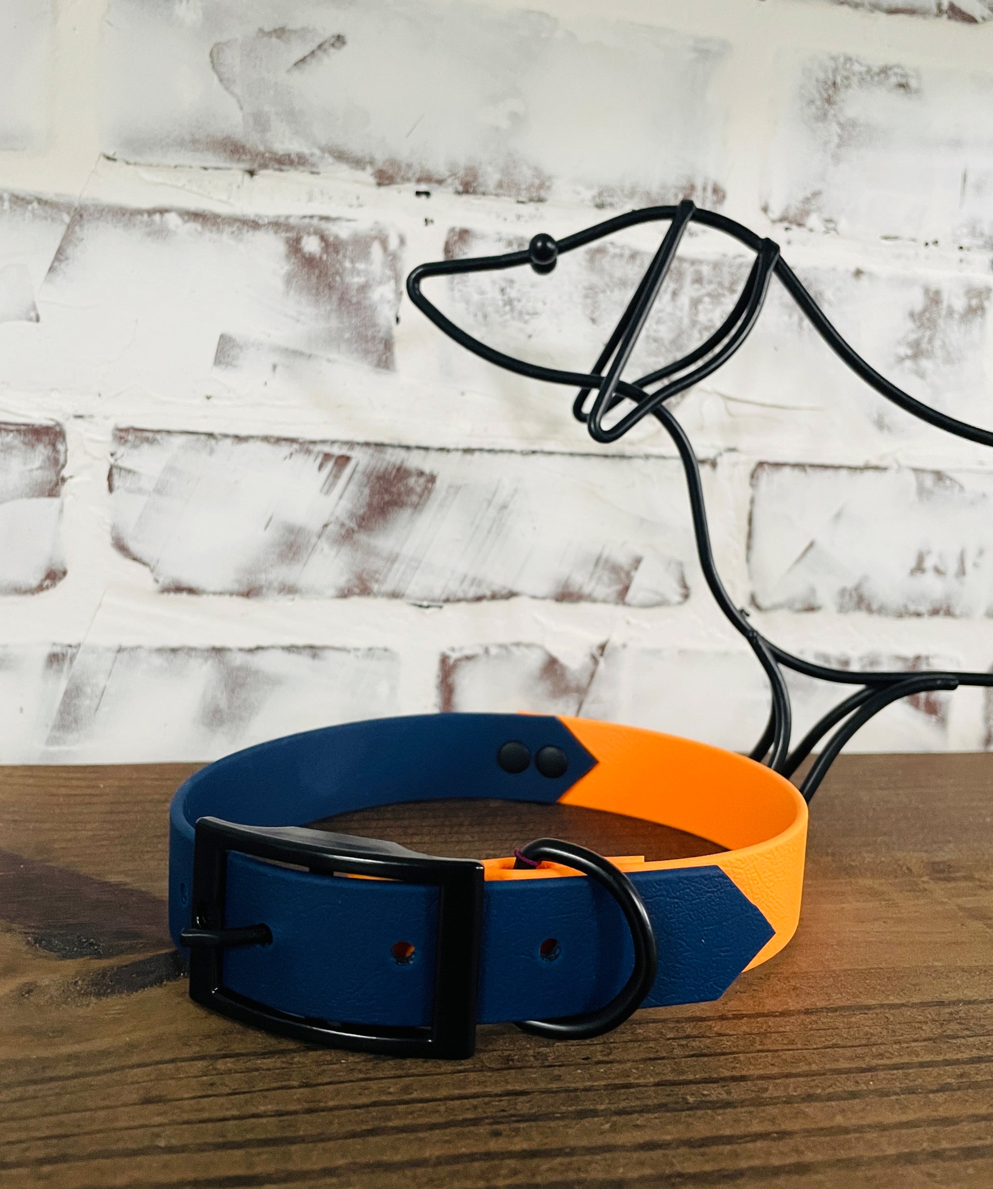 Navy and Orange - Waterproof Dog Collar