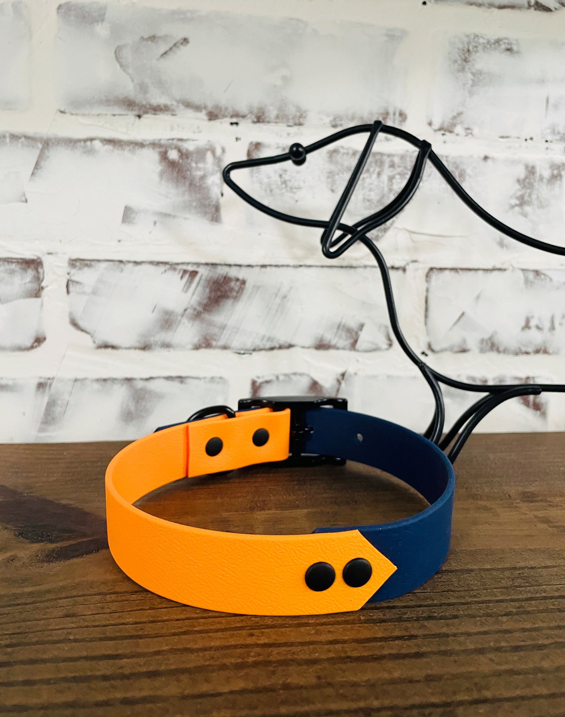 Navy and Orange - Waterproof Dog Collar