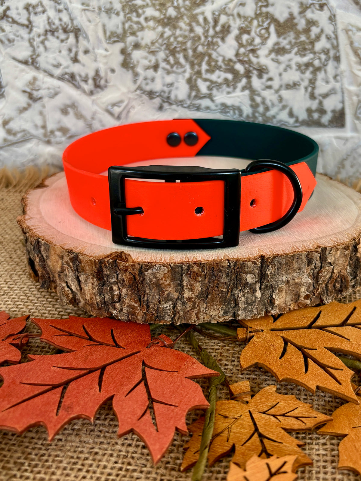 Hunter & Neon Orange  - Waterproof Dog Collar