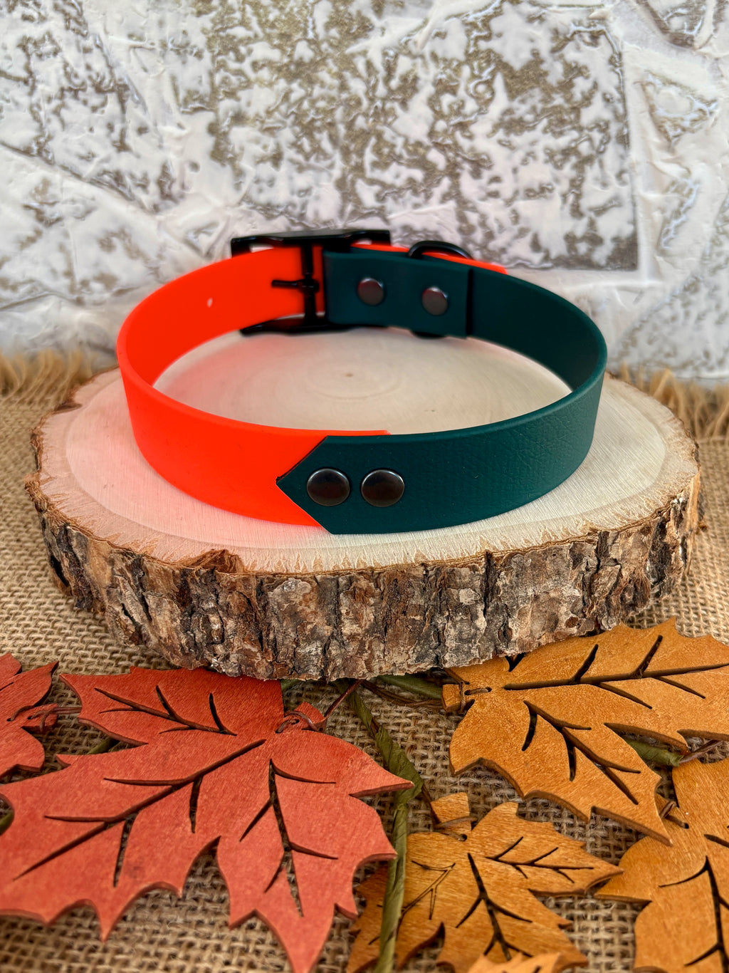 Hunter & Neon Orange  - Waterproof Dog Collar