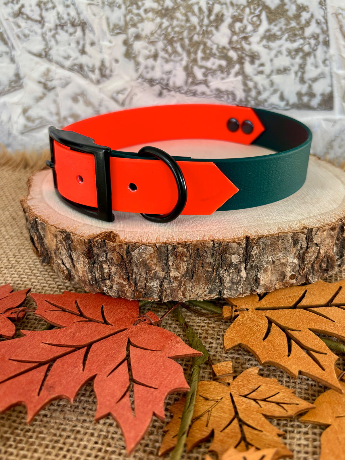 Hunter & Neon Orange  - Waterproof Dog Collar