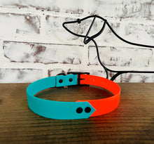 Load image into Gallery viewer, Neon Orange and Teal  - Waterproof Dog Collar