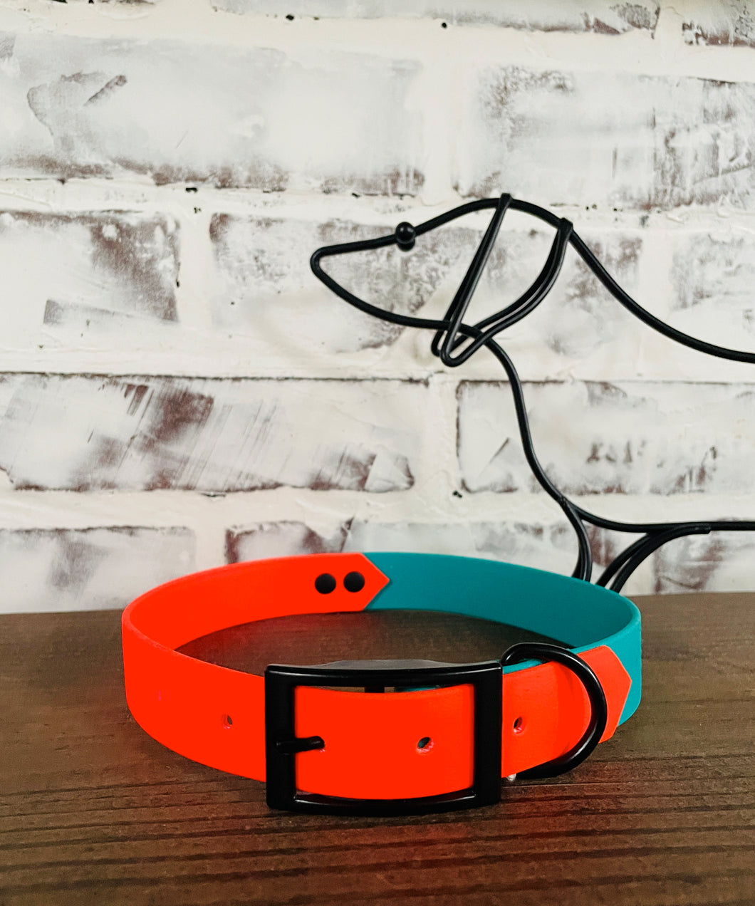 Neon Orange and Teal  - Waterproof Dog Collar