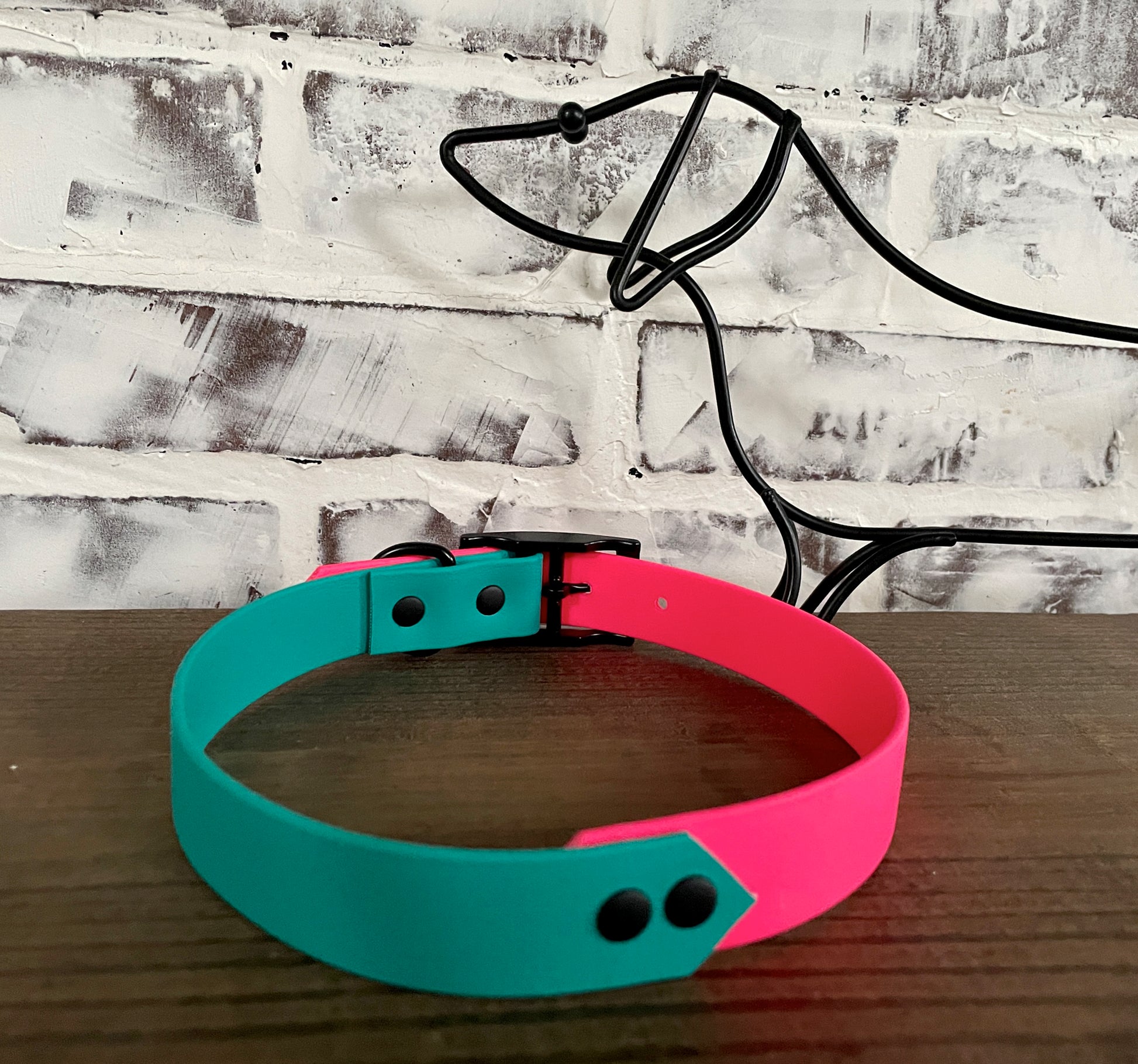 Neon Pink and Teal  - Waterproof Dog Collar