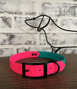 Neon Pink and Teal  - Waterproof Dog Collar