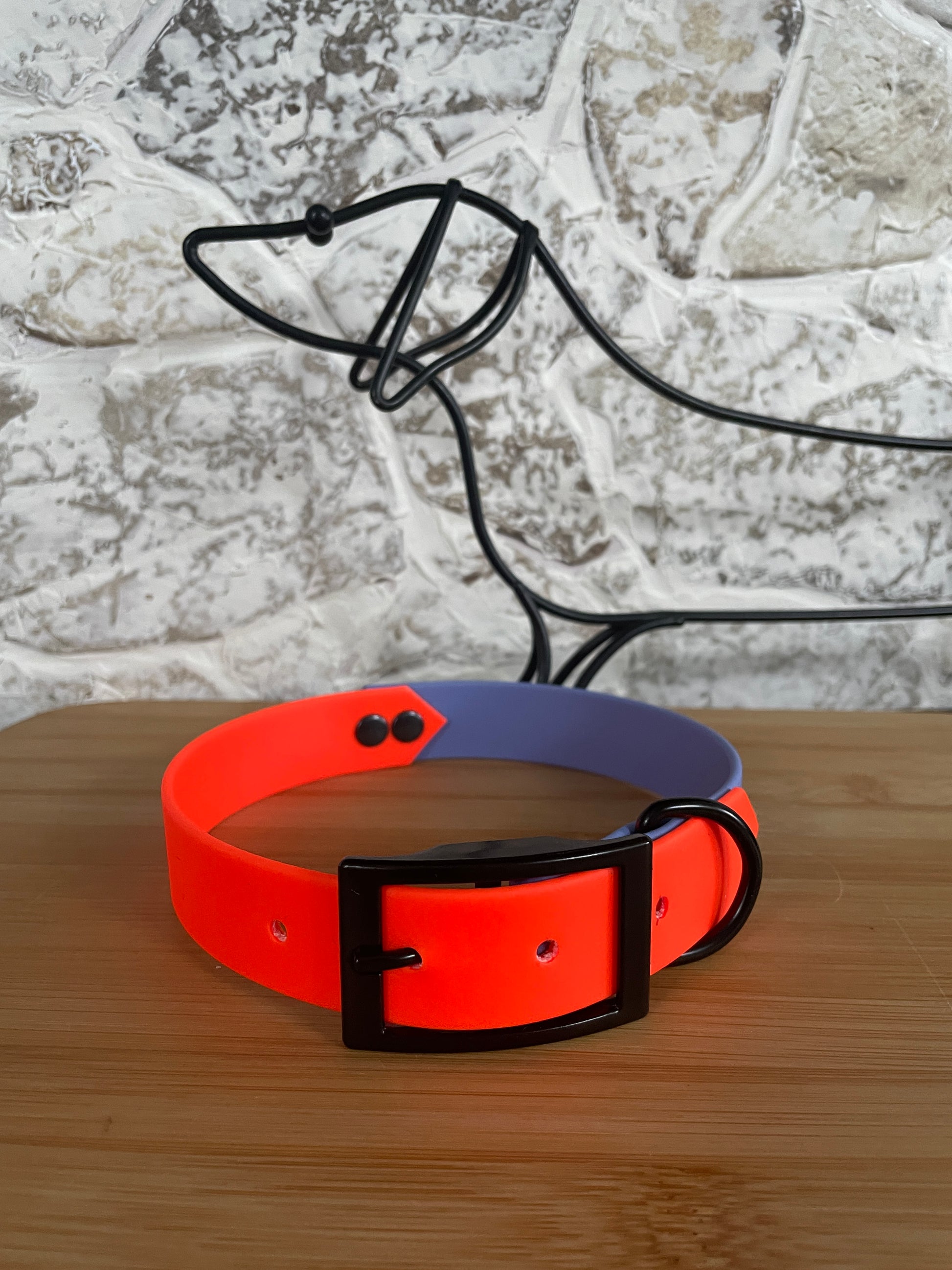 Periwinkle & Neon Orange  - Waterproof Dog Collar