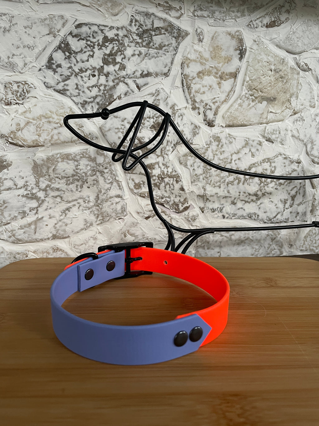 Periwinkle & Neon Orange  - Waterproof Dog Collar