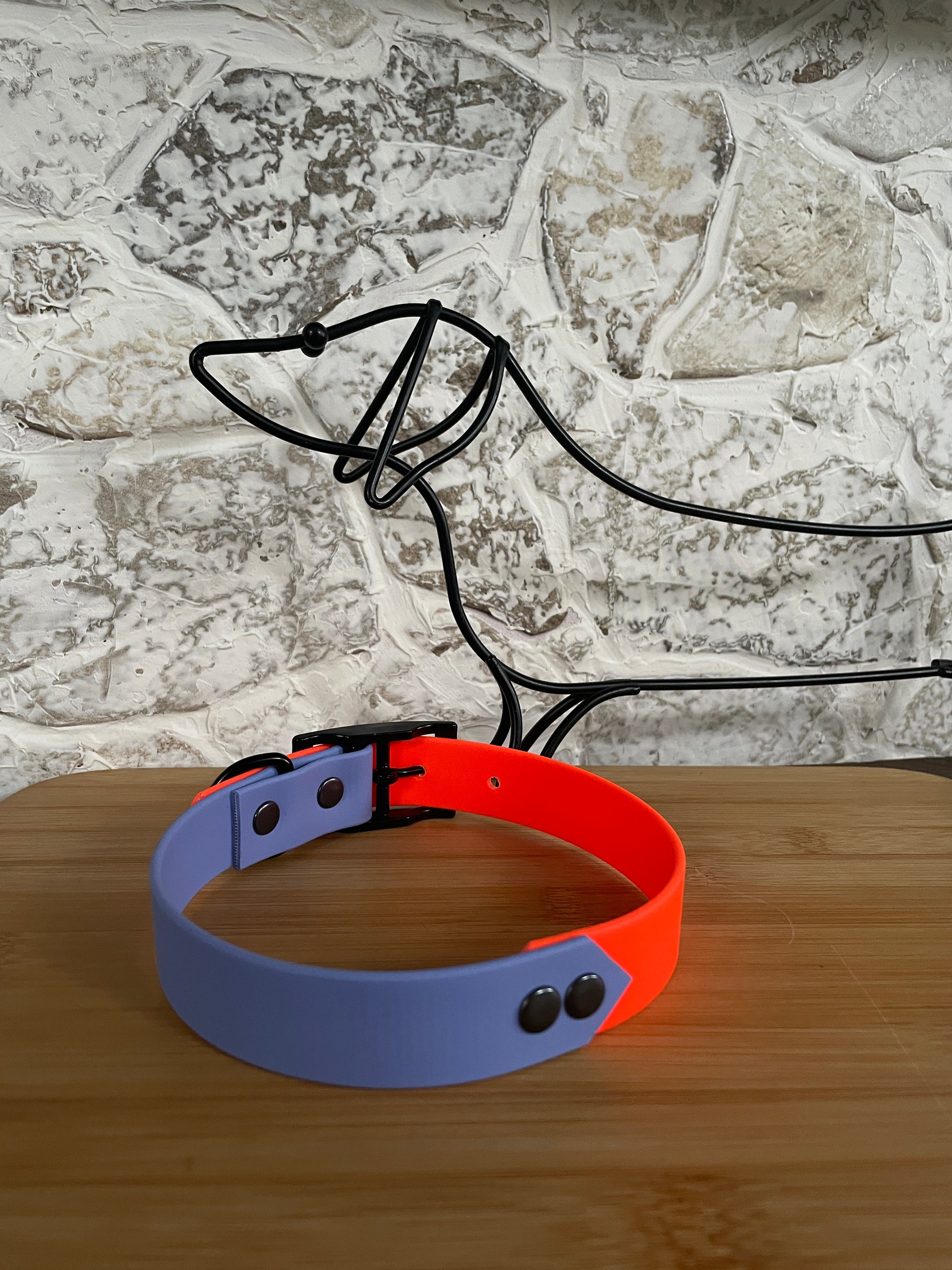 Periwinkle & Neon Orange  - Waterproof Dog Collar