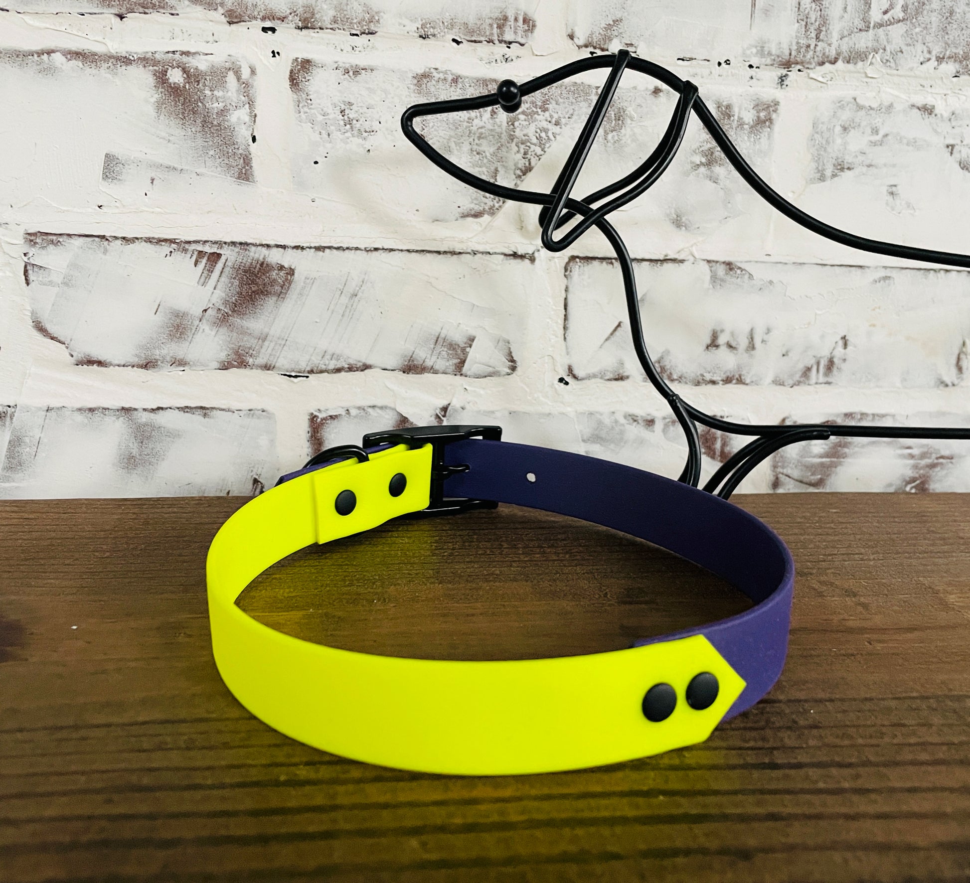 Purple and Neon Yellow  - Waterproof Dog Collar