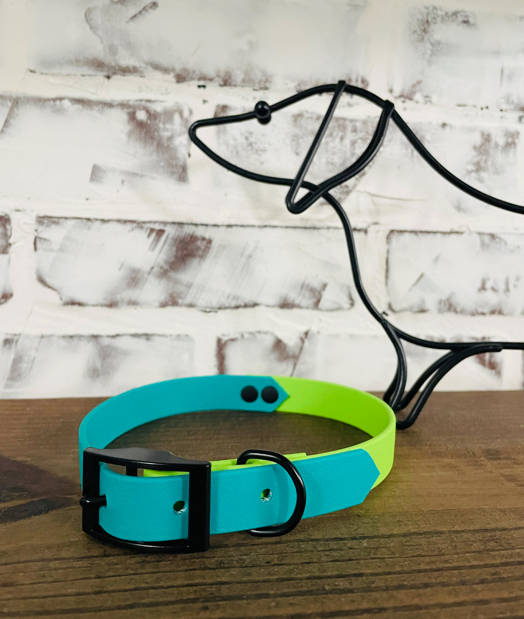 Teal and Lime - Waterproof Dog Collar