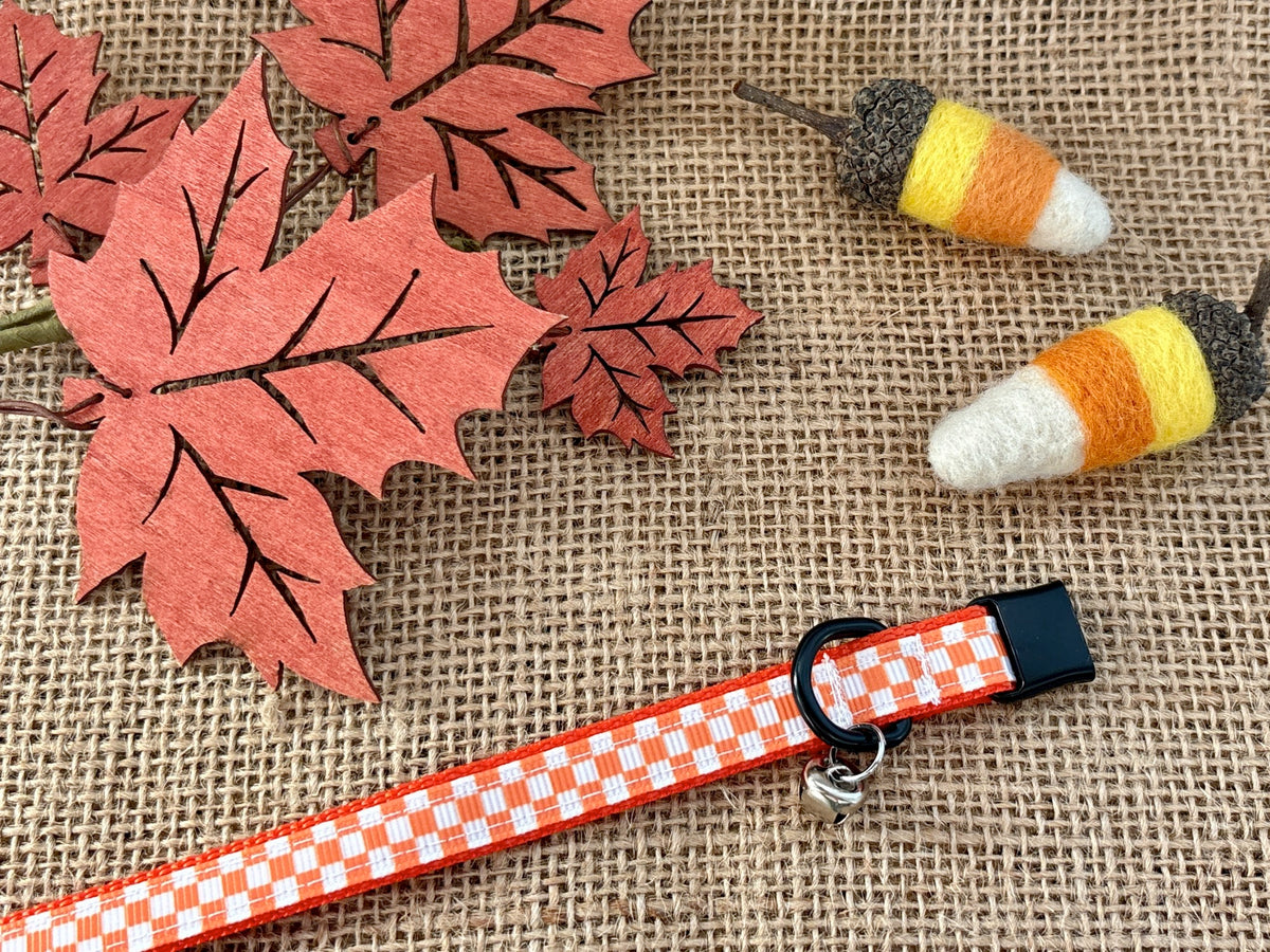 Pumpkin Checkered Cat Collar Breakaway