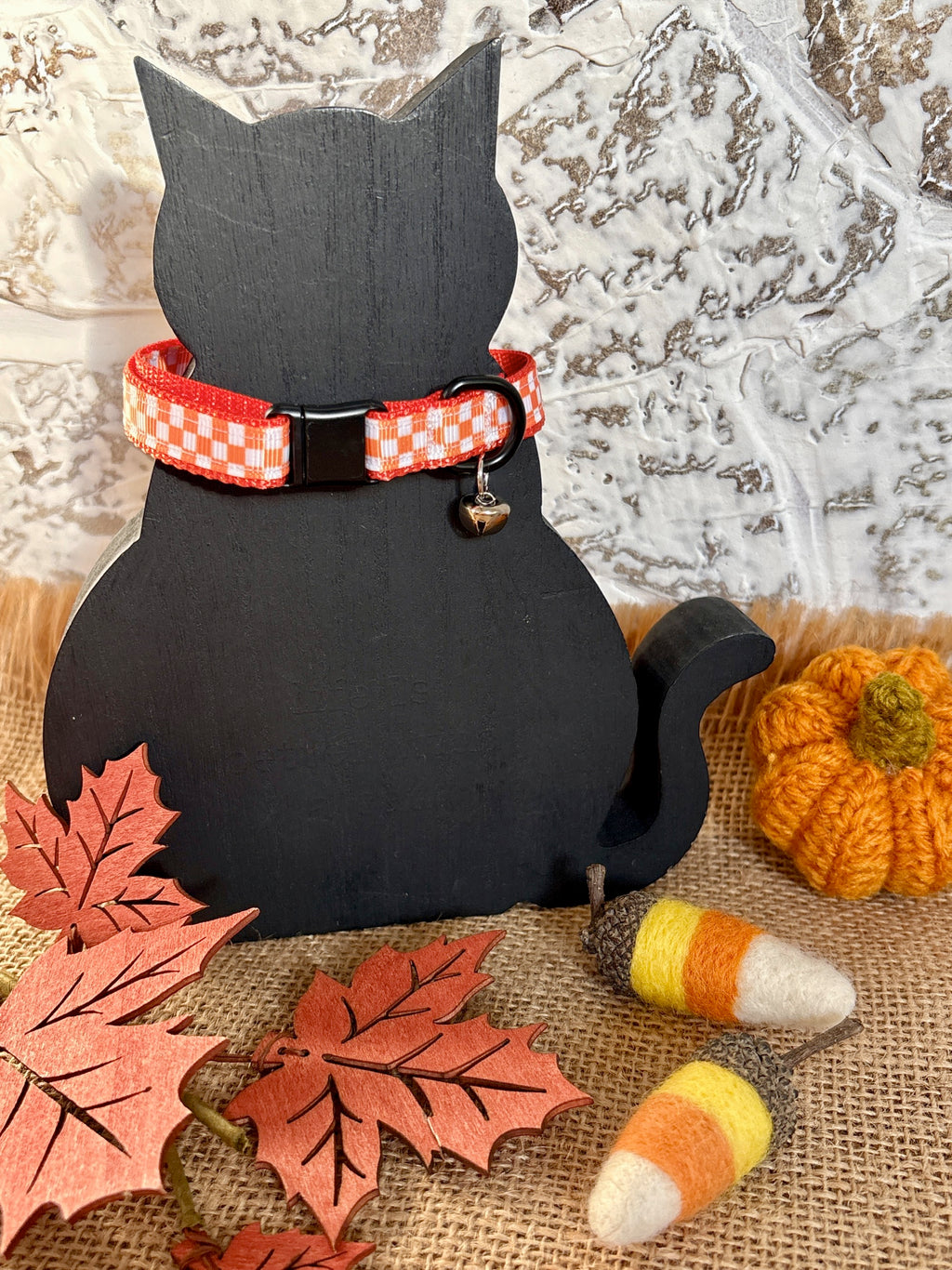 Pumpkin Checkered Cat Collar Breakaway