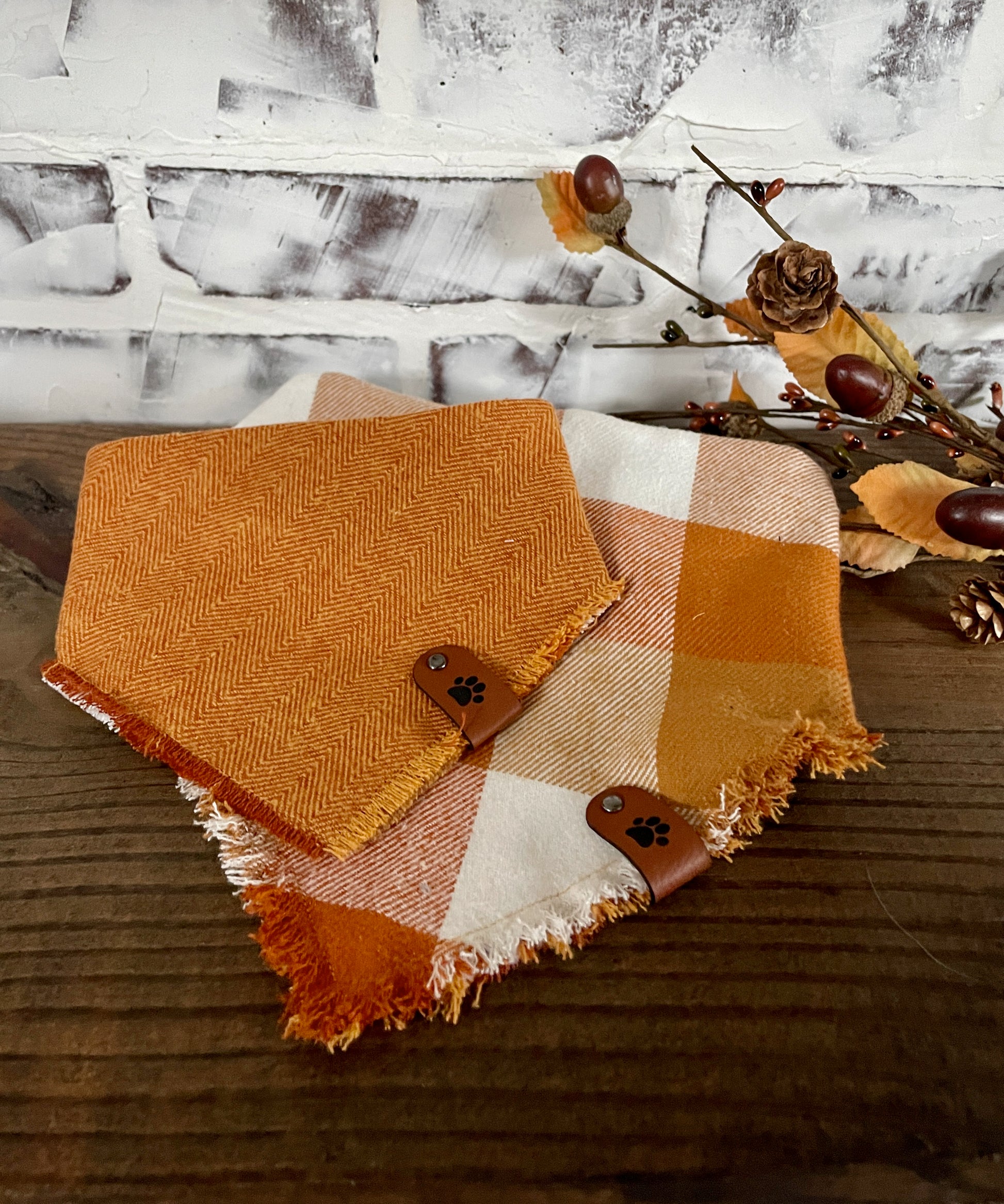 Reversible Golden Plaid Fall Scrunchie  Bandana