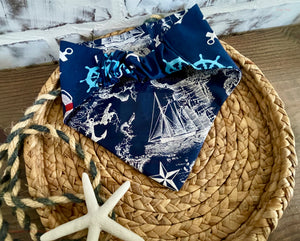 Nautical Anchor/Map Reversible Bandana