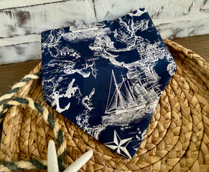 Nautical Anchor/Map Reversible Bandana