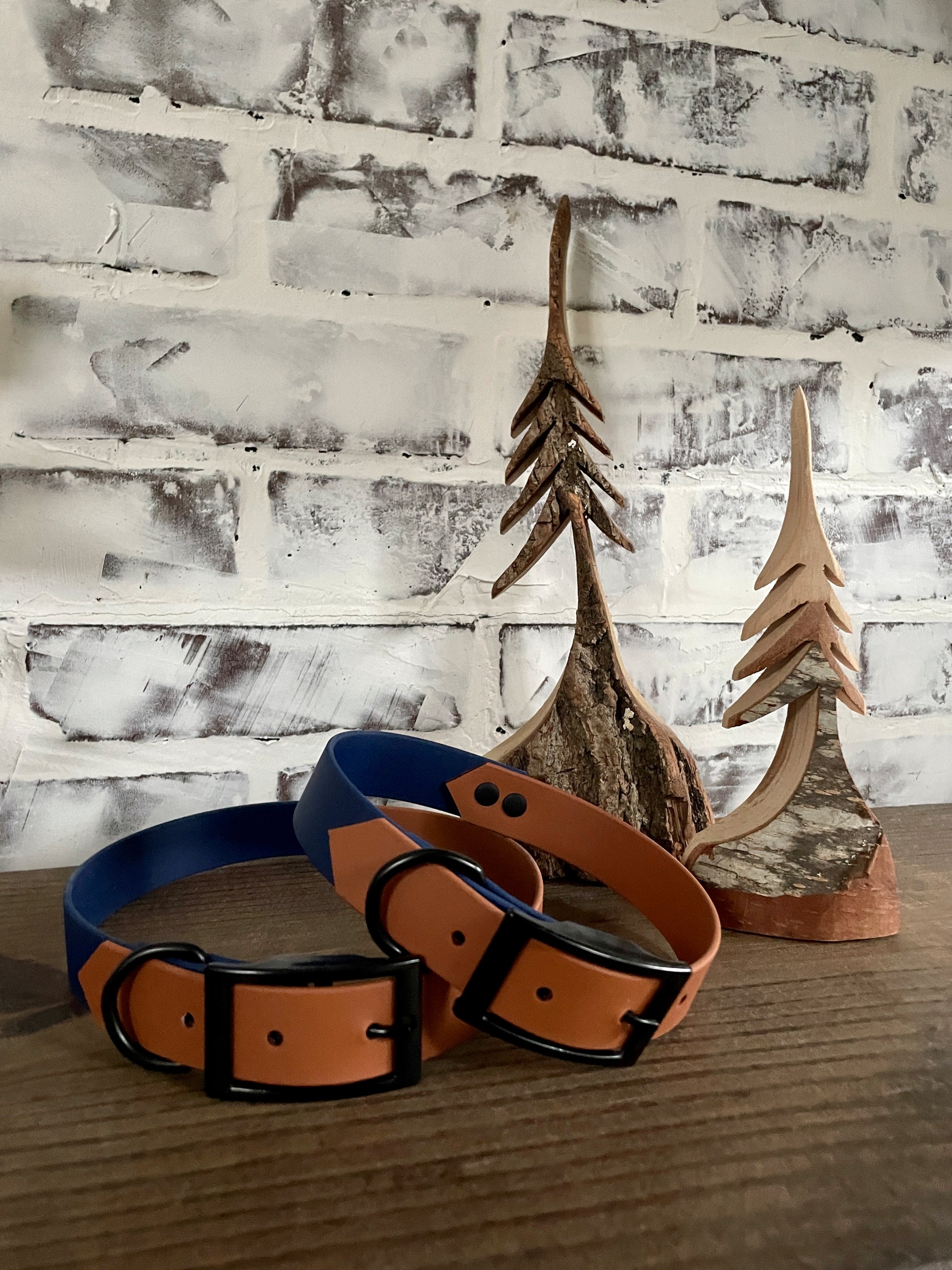 Navy & Caramel  - Waterproof Dog Collar
