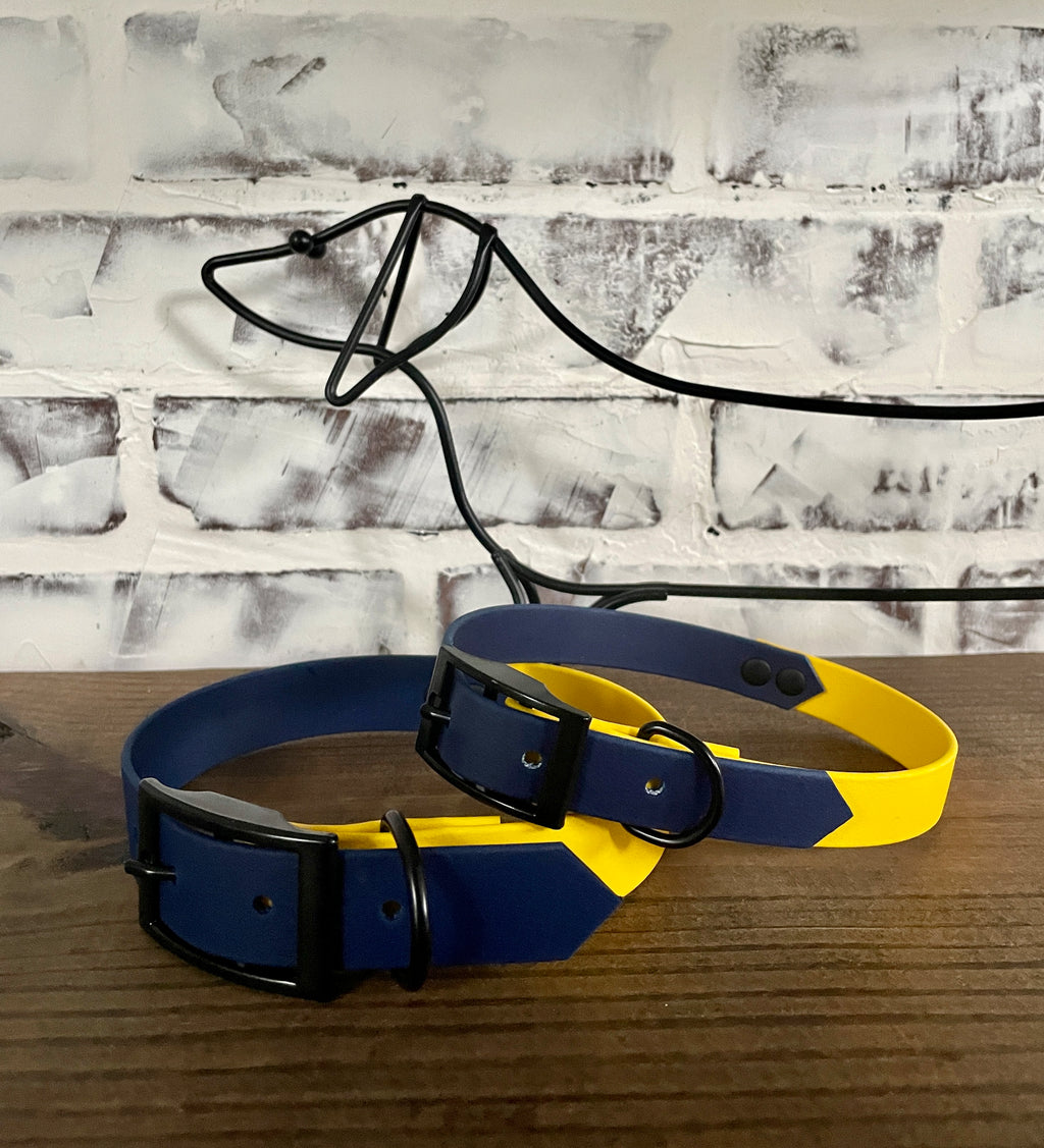Navy and Yellow - Waterproof Dog Collar