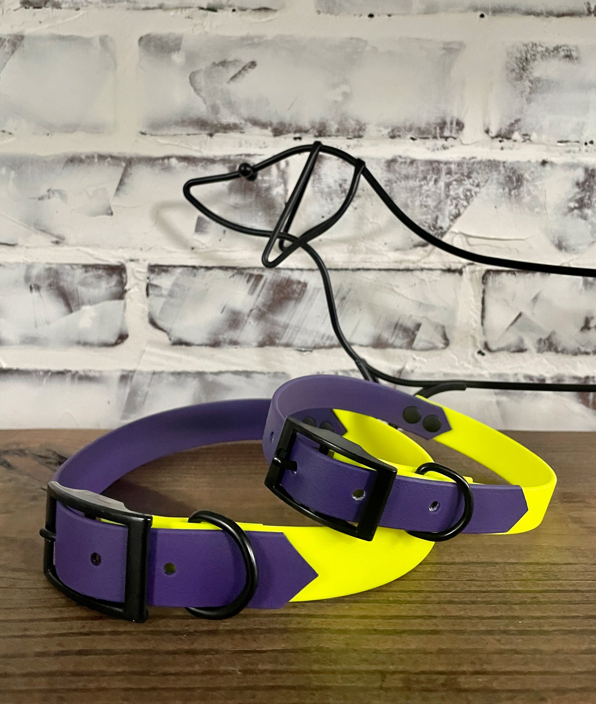 Purple and Neon Yellow  - Waterproof Dog Collar