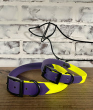 Load image into Gallery viewer, Purple and Neon Yellow  - Waterproof Dog Collar