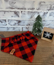 Load image into Gallery viewer, Red Plaid Scrunchie  Bandana