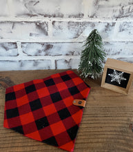 Load image into Gallery viewer, Red Plaid Scrunchie  Bandana