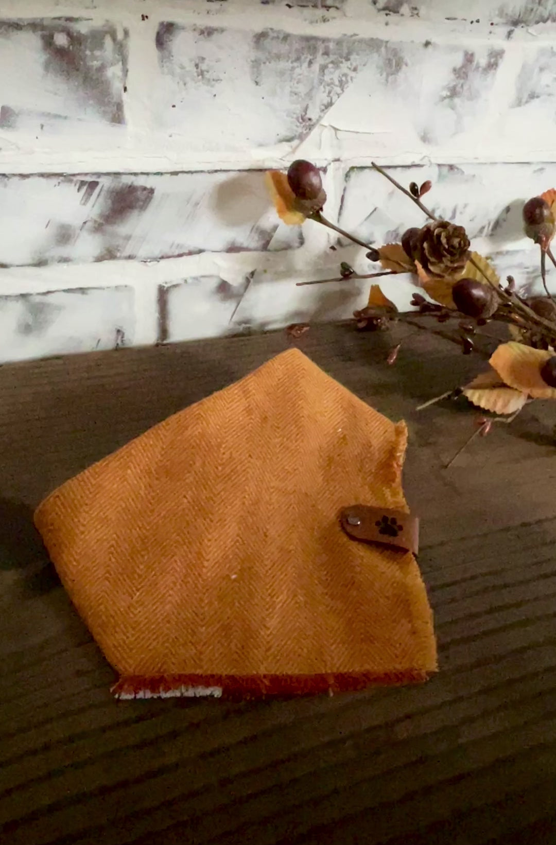 Reversible Golden Plaid Fall Scrunchie  Bandana