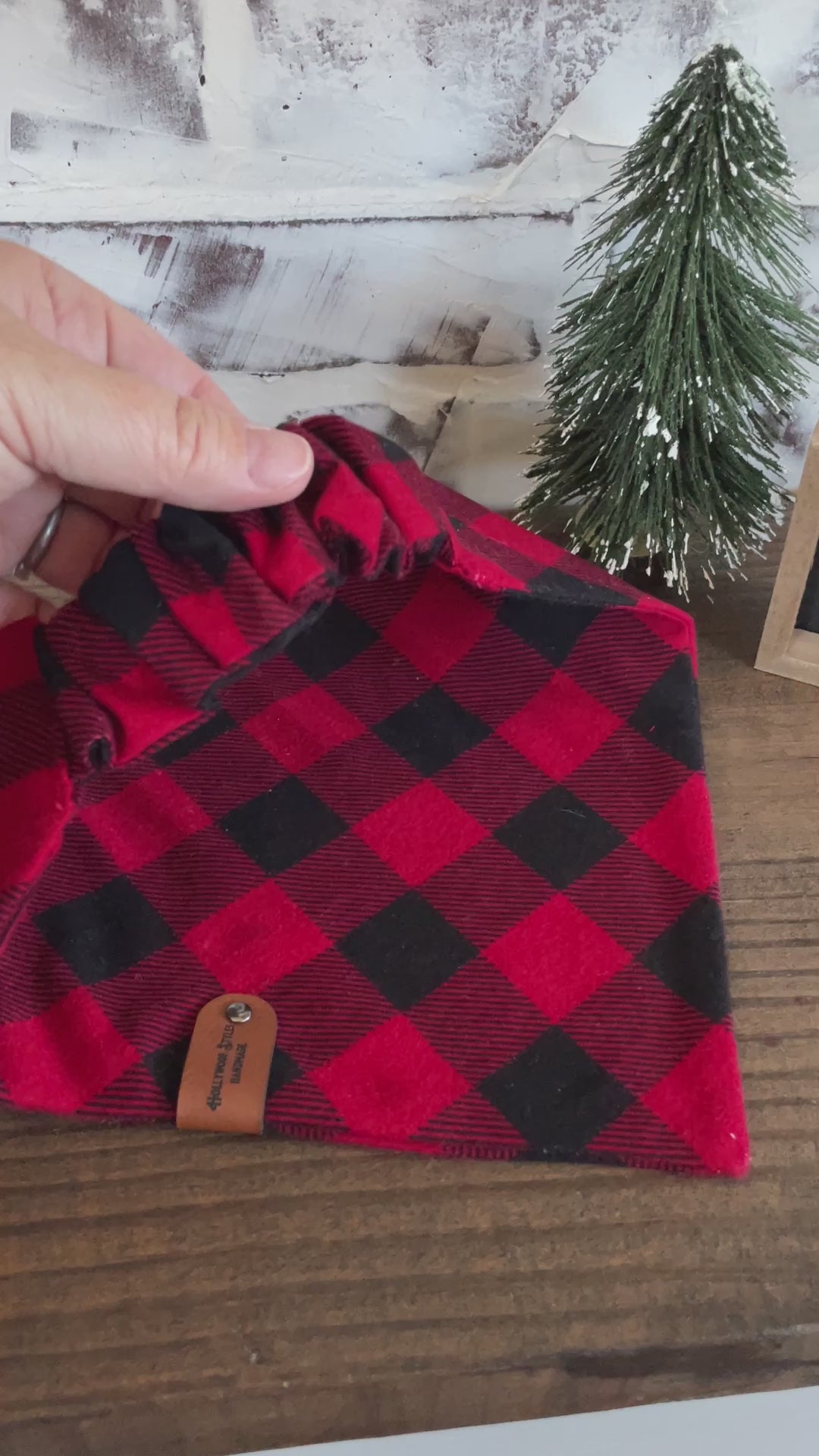 Red Plaid Scrunchie  Bandana